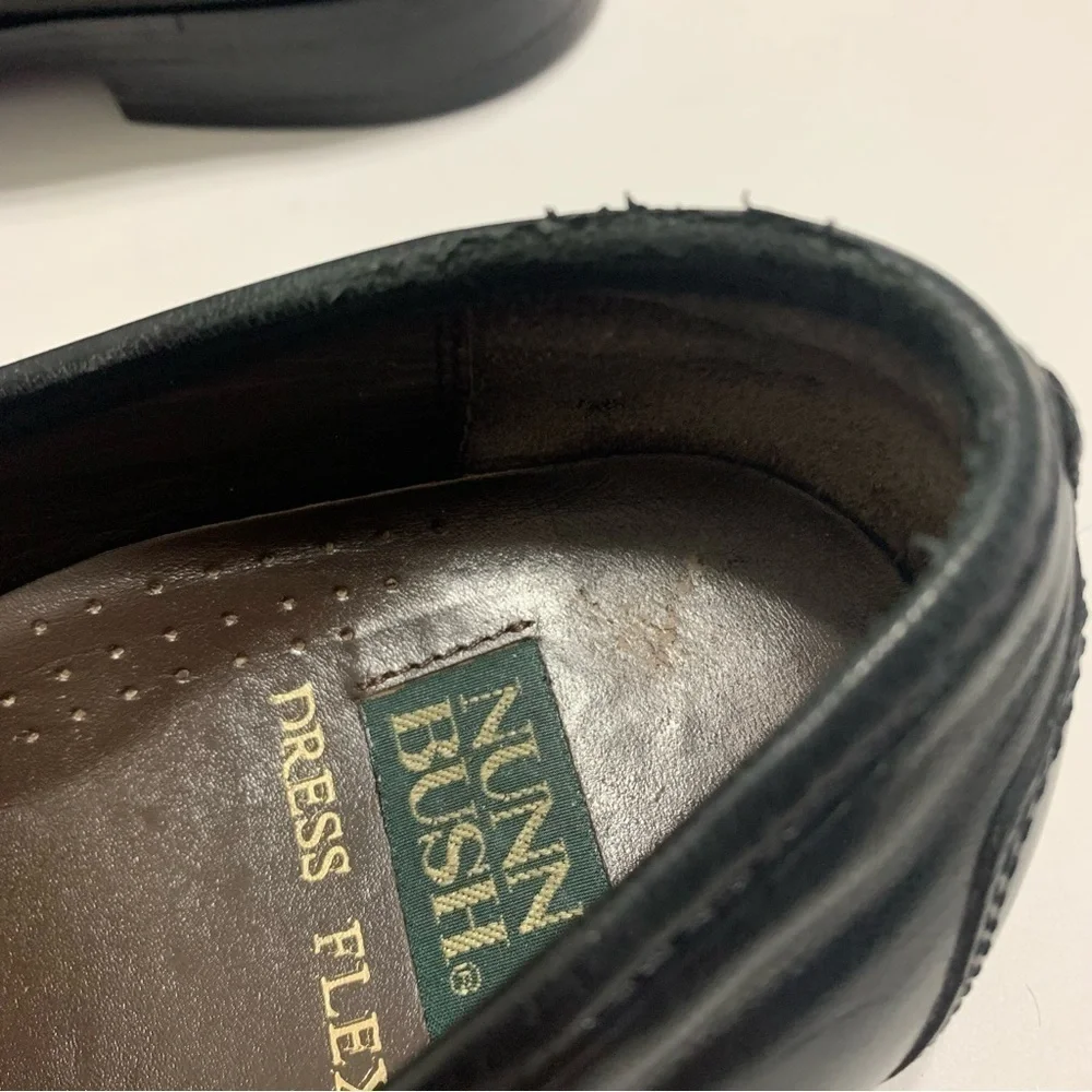 Nunn Bush Men’s Black Leather Braided Slip-On Loafers